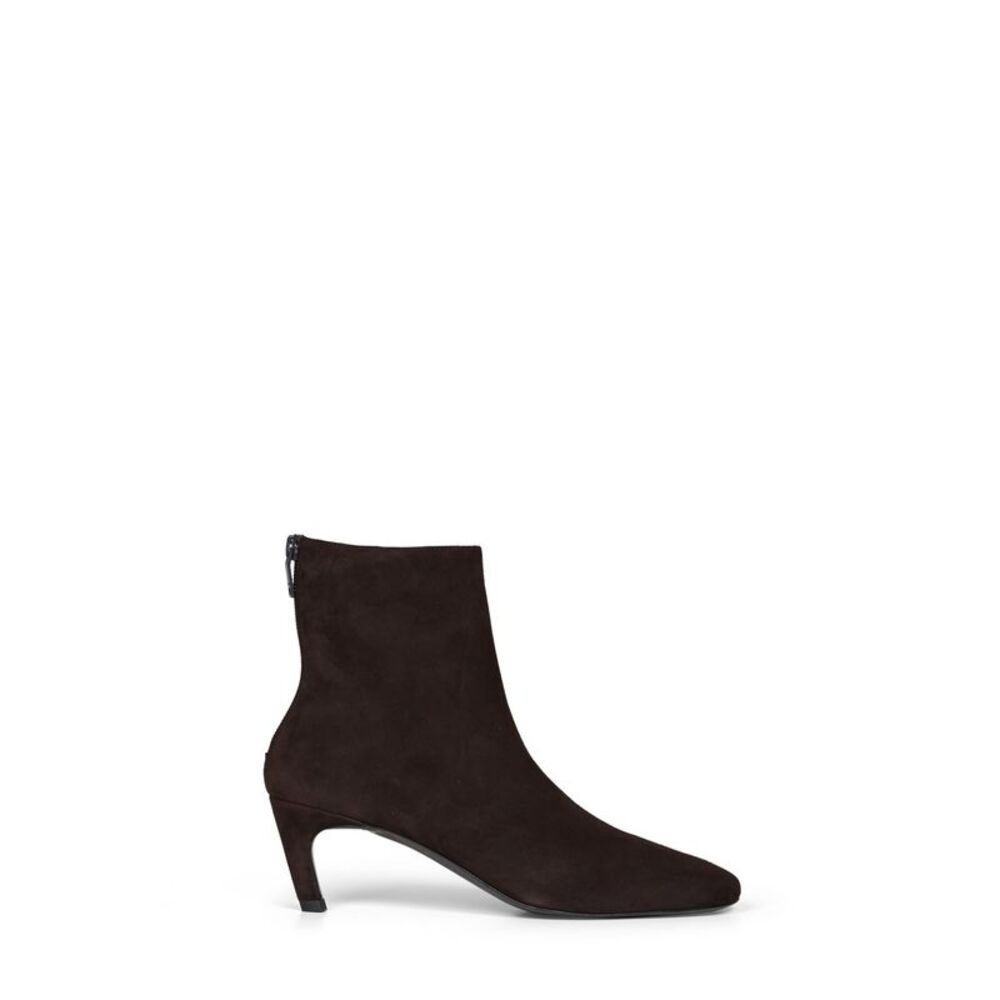 Toteme Women Brown Soft Suede Mid-Heel Ankle Boots